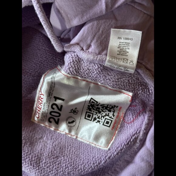 Cherry Los Angeles Hoodie XS Adults Purple Double Knit Fleece Drawstring Waist - Picture 11 of 11